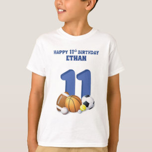 Individuelle Name Boy 11. Geburtstag Sportbälle T-Shirt