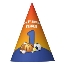 Individuelle Name Boy 1. Geburtstag Sportbälle Partyhütchen