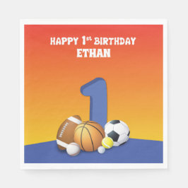 Individuelle Name Boy 1. Geburtstag Sportbälle Serviette