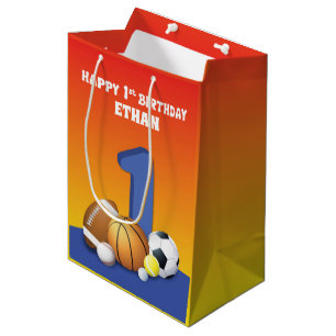 Individuelle Name Boy 1. Geburtstagssportzentrum Mittlere Geschenktüte