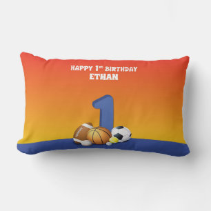 Individuelle Name Boy 1st Birthday Sports Balls Lu Lendenkissen