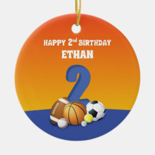 Individuelle Name Boy 2. Geburtstagsparty Keramik Ornament