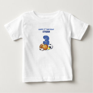 Individuelle Name Boy 3. Geburtstagsportbälle Baby T-shirt