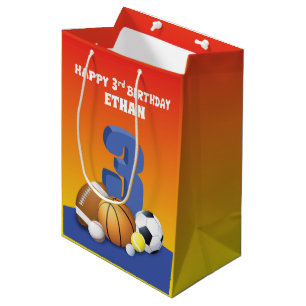 Individuelle Name Boy 3. Geburtstagsportbälle Mittlere Geschenktüte