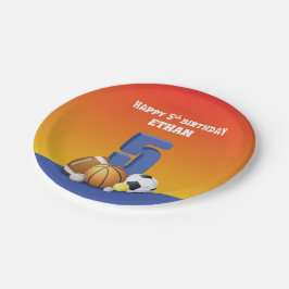 Individuelle Name Boy 5th Birthday Sports Balls Pappteller