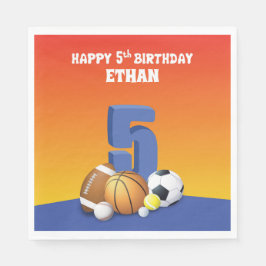 Individuelle Name Boy 5th Birthday Sports Balls Serviette