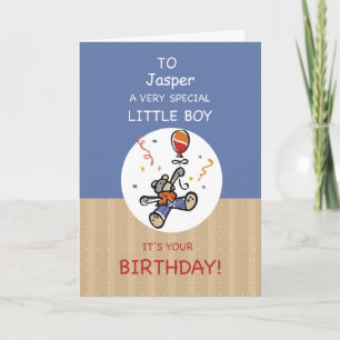 Individuelle Name Boy Teddy Bear Balloon Geburtsta Karte