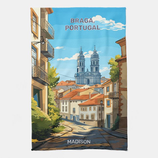 Individuelle Name Braga Portugal Geschirrtuch (Vertikal)