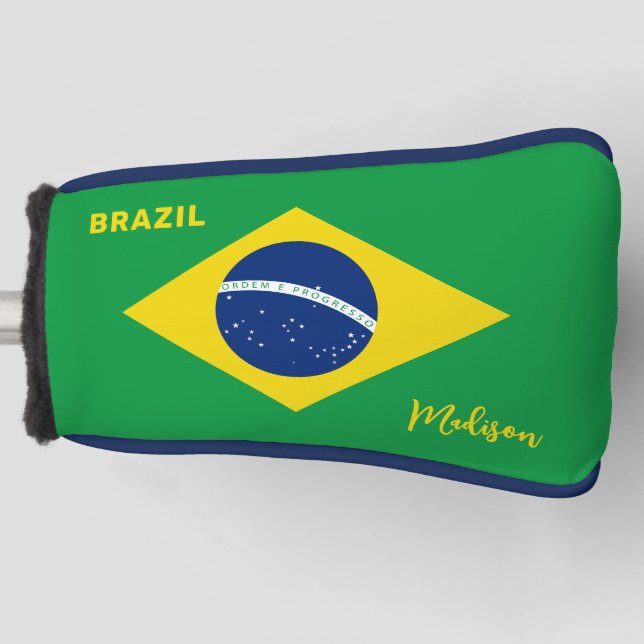 Individuelle Name Brasilien - Flagge Golf Headcover (Vorderseite)