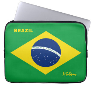 Individuelle Name Brasilien - Flagge Laptopschutzhülle