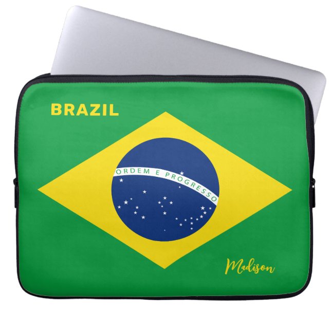 Individuelle Name Brasilien - Flagge Laptopschutzhülle (Vorderseite)