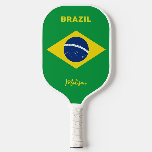 Individuelle Name Brasilien - Flagge Pickleball Schläger (Vorderseite)