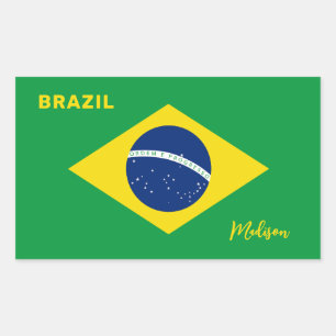 Individuelle Name Brasilien - Flagge Rechteckiger Aufkleber