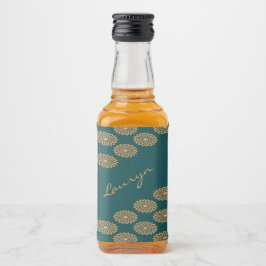 Individuelle Name braune Blüte auf Kieferngrün Alkoholflaschenetikett