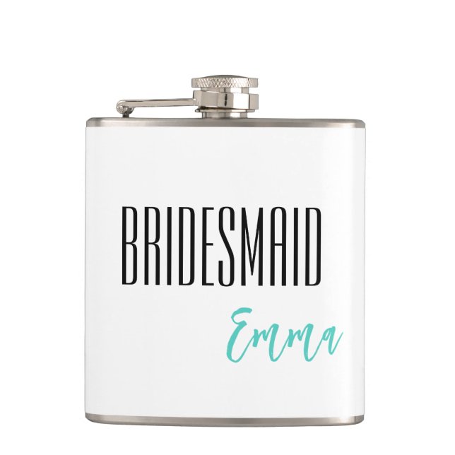 Individuelle Name Bridesmaid Flask Flachmann (Vorderseite)