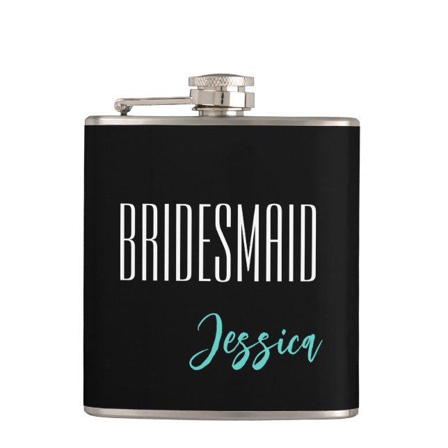 Individuelle Name Bridesmaid Flask Flachmann (Vorderseite)