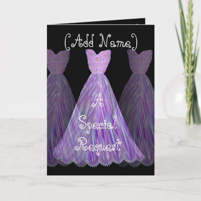INDIVIDUELLE NAME - Bridesmaid VIOLET LILA Kleid Einladung (Vorderseite)