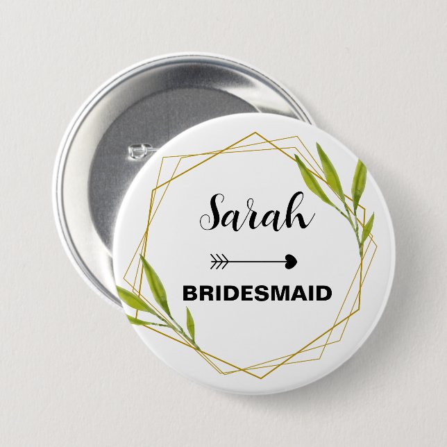 Individuelle Name Bridesmaid Watercolor Hochzeitsr Button (Vorne & Hinten)