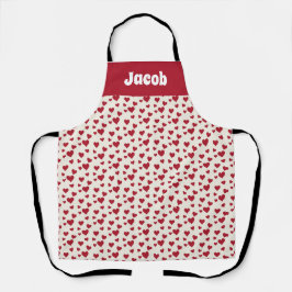 Individuelle Name Bright Red Hearts Koch Schürze