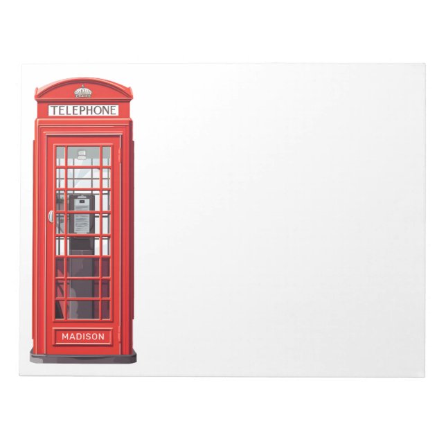 Individuelle Name British Phone Booth Notizblock (Vorderseite)