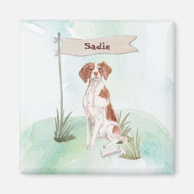 Individuelle Name Brittany Haustier Hund Magnet (Vorne)