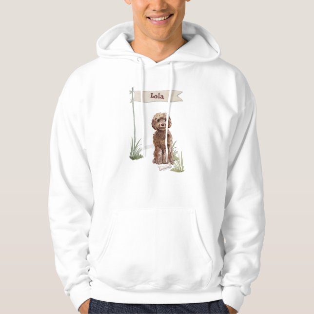 Individuelle Name Brown Cockapoo Haustier Hund Hoodie (Vorderseite)