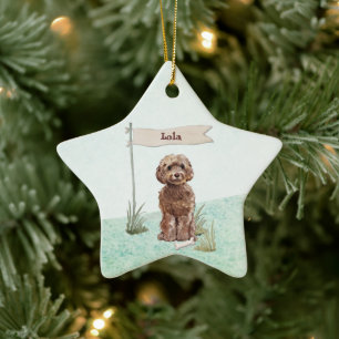 Individuelle Name Brown Cockapoo Haustier Hund Keramik Ornament