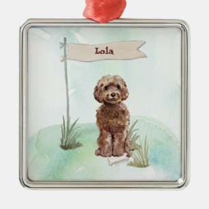 Individuelle Name Brown Cockapoo Haustier Hund Ornament Aus Metall