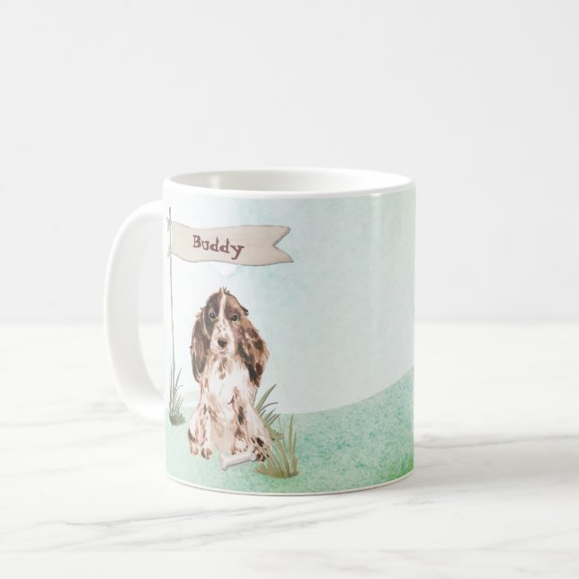 Individuelle Name Brown Cocker Spanisch Haustier H Kaffeetasse (Vorderseite Links)