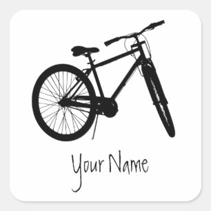 Individuelle Name Buchungsplatte Bike Radfahren Quadratischer Aufkleber