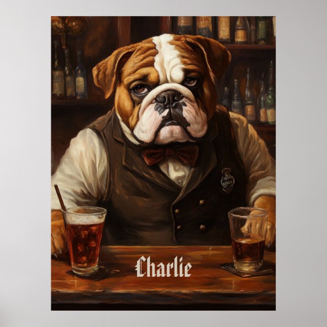 Individuelle Name Bulldog Barkeeper Poster (Vorne)