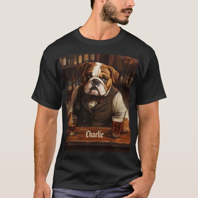 Individuelle Name Bulldog Barkeeper T-Shirt (Vorderseite)