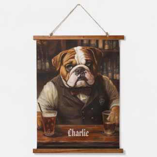 Individuelle Name Bulldog Barkeeper Wandteppich Mit Holzrahmen