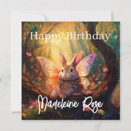 Individuelle Name Bunny verzaubert Wald Happy Birt Karte
