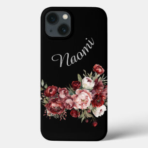 Individuelle Name Burgundy Blume Case-Mate iPhone Hülle
