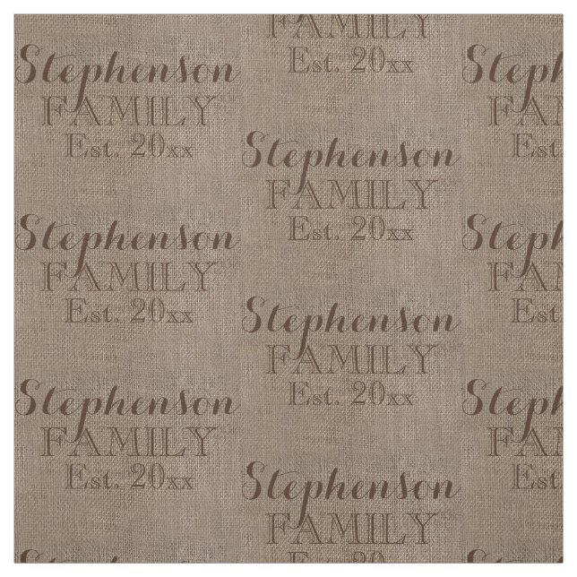 Individuelle Name Burlap Rustikale Printwerbung Stoff (Muster)