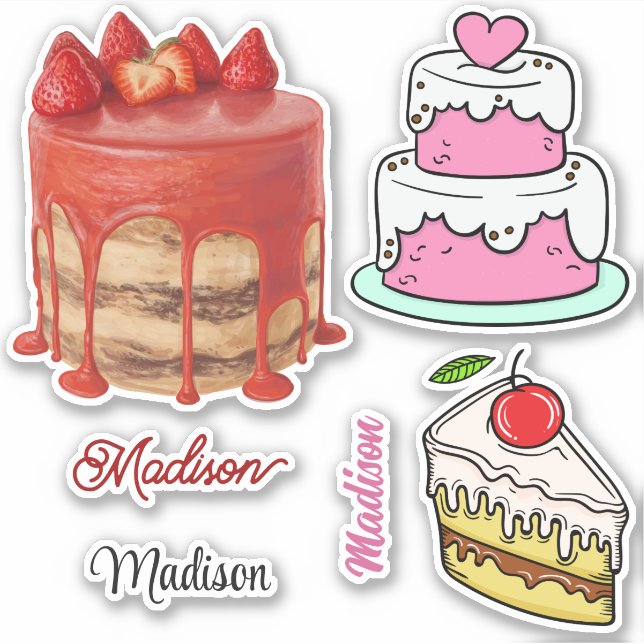 Individuelle Name Cake Aufkleber (Vorderseite)