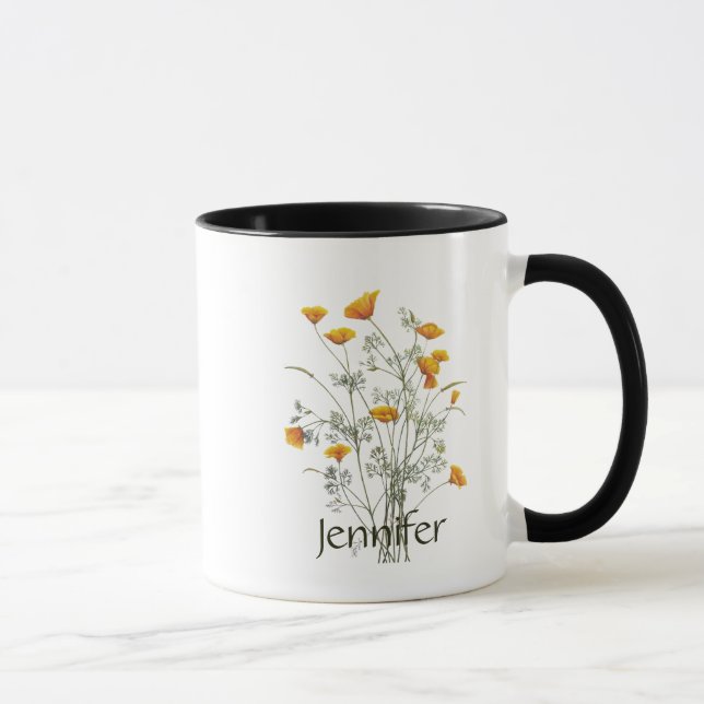 Individuelle Name California Poppy Wilde Blume Art Tasse (Rechts)