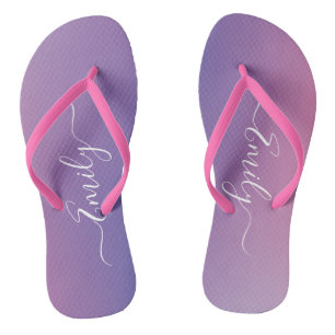 Individuelle Name Calligraphy Stylish Ombre Gradie Flip Flops