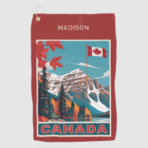 Individuelle Name Canada Travel Poster Golfhandtuch