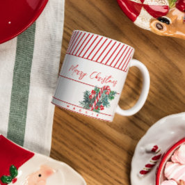Individuelle Name | Candy Cane & Red Strips Weihna Kaffeetasse