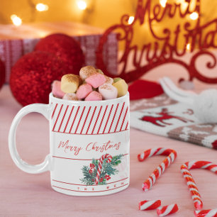 Individuelle Name Candy Cane & Red Strips Weihna Kaffeetasse