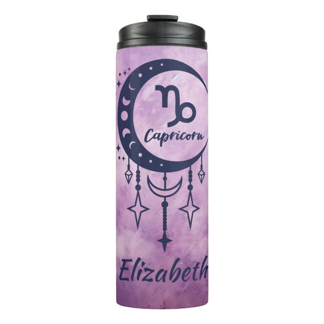 Individuelle Name Capricorn Zodiac-Zeichen Thermosbecher (Vorderseite)