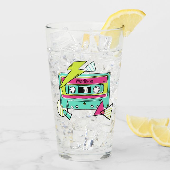 Individuelle Name Casette Tape Pint-Klasse Glas (Rückseite Ice)