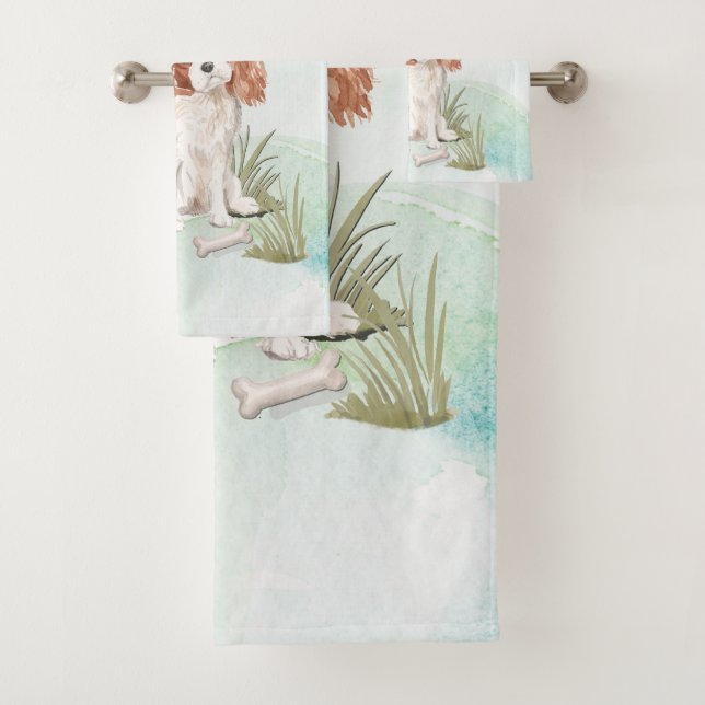 Individuelle Name Cavalier King Charles Spaniel Pe Badhandtuch Set (Insitu)