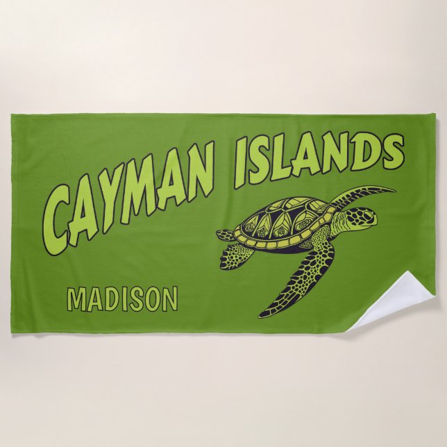 Individuelle Name Cayman Islands Turtle Strandtuch (Vorderseite)