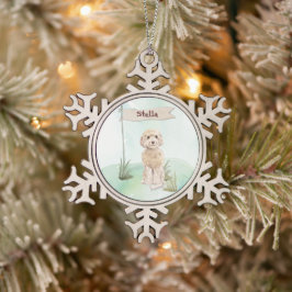 Individuelle Name Champagne Cockapoo Haustier Hund Schneeflocken Zinn-Ornament