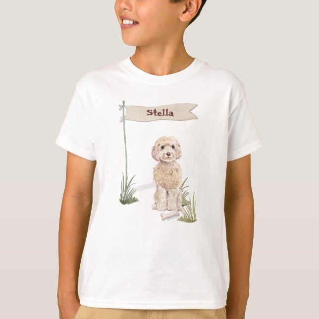 Individuelle Name Champagne Cockapoo Haustier Hund T-Shirt (Vorderseite)