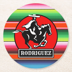 Individuelle Name Charro Horse Spanisch Mexikanisc Runder Pappuntersetzer