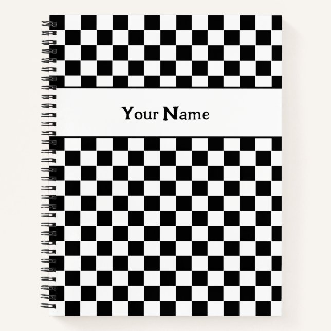 Individuelle Name Checkered Spirary Notebook Notizbuch (Vorderseite)